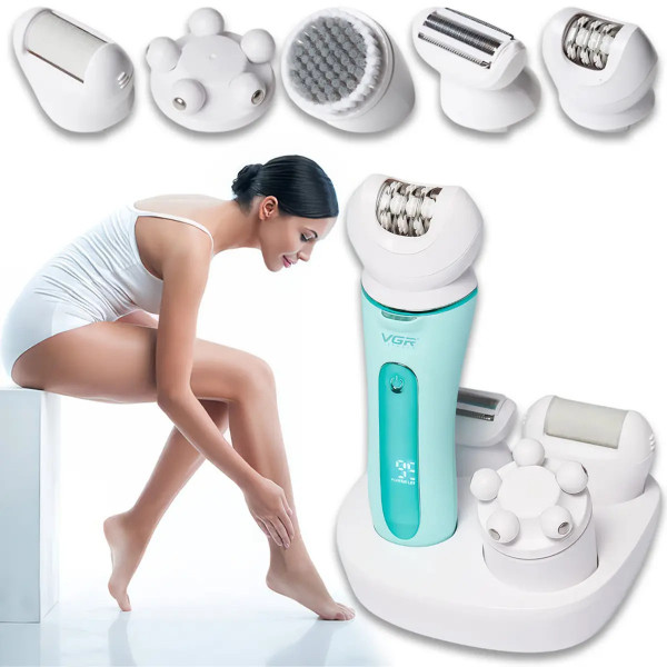 Эпилятор 5в1 VGR V-751 с 5 насадками (Зеленый)