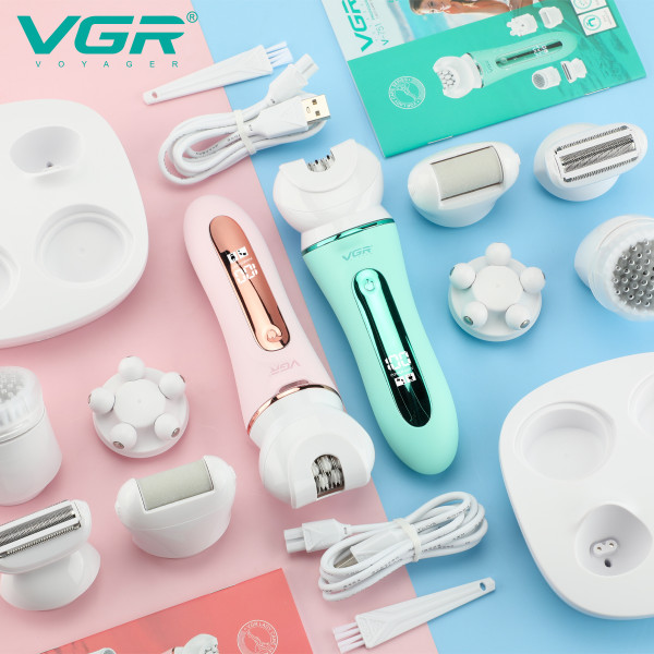 Эпилятор 5в1 VGR V-751 с 5 насадками (Зеленый)