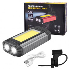 Велофонарь 501 2XPE+COB с аккумулятором