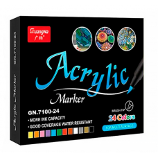 Акрилові маркери GuangNa GN-7100 з тонким пензликом 24 шт.