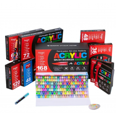 Акрилові маркери GuangNa Brush GN-8101 з м’яким пензликом 168 шт.