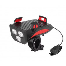 Велоліхтар із сигналом FY-319B 3LM з акумулятором + тримач під телефон
