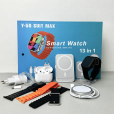 Комплект Y50 Ultra 13в1 - Watch Ultra / Air Pro 2 / Power Bank / MagSafe / 4 ремінці / захисний чохол (Чорний)