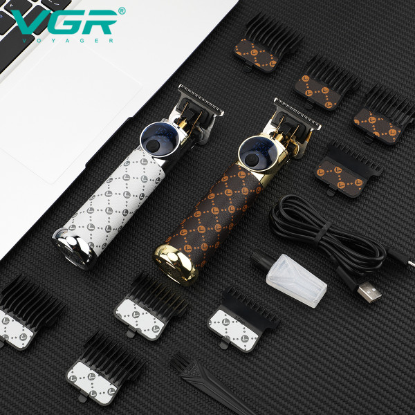 Триммер VGR V-942 с 4 насадками LED (Золотой)