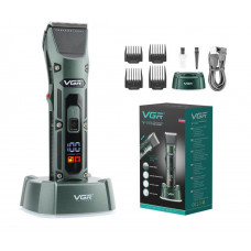 Акумуляторна машинка для стрижки VGR V-696 з 4 насадками LED