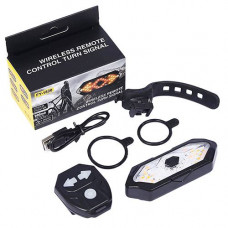 Велофонарь с поворотами FY-1820 (red+yellow) с аккумулятором + пульт управления