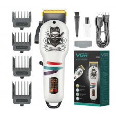 Акумуляторна машинка для стрижки VGR V-699 з 4 насадками LED (Білий)