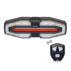 Велофонарь с поворотами LY-5510 (red+yellow) с аккумулятором + пульт управления