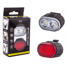 Велофонарь ZH-078 2LED + STOP-14SMD (red) с аккумулятором