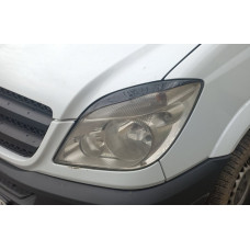 Реснички на Фары Прямые (черные, ABS, 2006-2013) Черный Матовый для Mercedes Sprinter W906