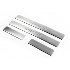 Накладки на пороги OmsaLine Solaris (4 шт, нержавейка) для Hyundai Accent 2011-2017 гг