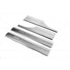 Накладки на внутренние пороги (Omsa, нержавейка) Комплект 3 штуки для Volkswagen Caddy 2010-2015 гг