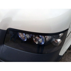 Реснички на фары (2 шт., пластик, черные) Черный Матовый для Volkswagen T5 Multivan 2003-2010 гг