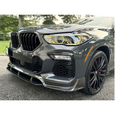 Накладка на передній бампер Carbon V1 (для M-Sport, 2018-2022) для BMW X6 G06 2019- рр