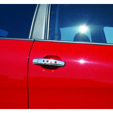 Хромированные накладки на ручки с отверстиями (4 шт, нержавейка) OmsaLine - Итальянская Нержавейка для Skoda Octavia II A5 2010-2013 гг