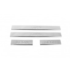 Накладки на пороги Carmos V2 (4 шт, нерж) для Seat Leon 2013-2020 рр