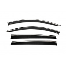 Ветровики с хромированным молдингом (4 шт, Niken) для Hyundai Santa Fe 4 2018-2023 гг