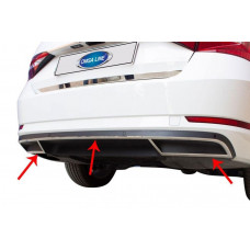 Накладки на торец заднего бампера OmsaLine (3 шт, нержавейка) для Skoda Superb 2015-2024 гг