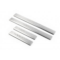 Накладки на пороги OmsaLine (4 шт., нержавейка) для Renault Sandero 2007-2013 гг