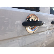 Накладки-чашки под дверные ручки из нержавейки (3 шт) OmsaLine - Итальянская нержавейка, 3 шт для Volkswagen Caddy 2004-2010 гг