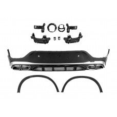 Задній дифузор з насадками Silver (Дизайн AMG63 2020-2022) для Mercedes GLC coupe C253 рр