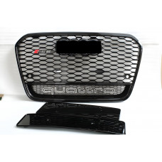 Передня чорна решітка RS-style з написом Quattro (2011-2014) для Ауди A6 C7 рр