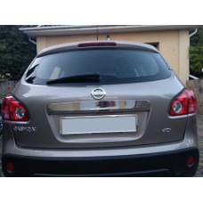 Накладка на крышку багажника над номером (нерж. сталь) Без Кнопки, OmsaLine - Итальянская Нержавейка для Nissan Qashqai 2007-2010 гг