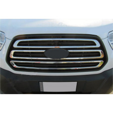 Хромированные Накладки на Решетку (2014-2018, 3 шт, Нержавеющая Сталь) OmsaLine - Итальянская Нержавеющая Сталь для Ford Transit 2014- гг