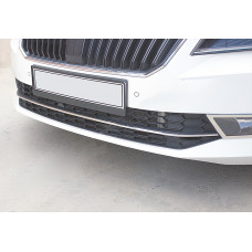 Накладки на передний бампер OmsaLine (3 шт., нержавейка) для Skoda Superb 2015-2024 гг
