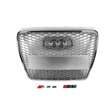 Передняя Решетка RS-Style (Серый с Хромом) для Ауди A6 C6 2004-2011 гг