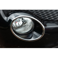 Хромированные накладки на передние фары (2 шт., нерж. сталь) 2010-2014, OmsaLine - Итальянская Нержавейка для Nissan Juke