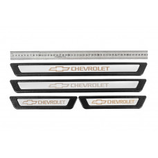 Универсальные накладки на пороги Chevrolet V-3 (4 шт., нержавейка) для Chevrolet