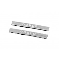 Накладки на пороги V3 (Carmos, 2 шт, нержавейка) для Fiat Doblo I 2005-2010 гг