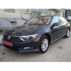 Накладки на передній бампер (2015-2018, 3 шт, нерж) Carmos - Турецька сталь для Volkswagen Passat B8 рр