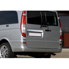 Хромированная накладка над номером (2-дверный, нержавейка) OmsaLine - Итальянская Нержавейка (с надписью) для Mercedes Vito W639 2004-2014 гг