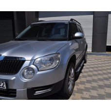 Бокові пороги Allmond Grey (2 шт., алюм) для Skoda Yeti 2009-2017 рр