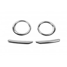 Окантовки противотуманных фар с полосками (2010-2015, 4 шт., нержавейка) OmsaLine - Итальянская Нержавейка для Fiat Doblo II