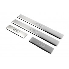 Накладки на пороги из нержавеющей стали (Omsa, 4 шт) для Peugeot 407 2004-2011 гг