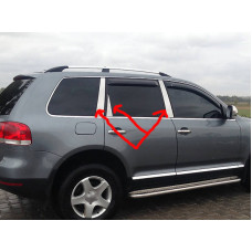Хром на стойки дверей (6 шт, нерж) для Volkswagen Touareg 2002-2010 гг