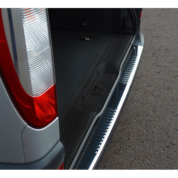 Накладка на задний бампер с загибом (Omsa, нержавейка) Без Надписи, Матовый для Mercedes Viano 2004-2014 гг