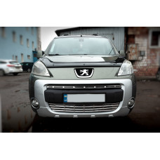 Накладки на решетку радиатора (2 шт., нерж. сталь) Carmos - Турецкая Нержавеющая Сталь для Peugeot Partner Tepee 2008-2018 гг