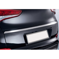 Хромированная накладка над номером (2015–2018, верхняя, узкая, нержавейка) OmsaLine - Итальянская Нержавейка для Hyundai Tucson TL 2016-2021 гг