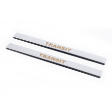 Накладки на пороги Carmos V1 (2 шт, нержавейка) для Ford Transit 2000-2014 гг