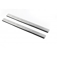 Накладки на дверні пороги OmsaLine (2 шт., нерж) для Volkswagen Caddy 2015-2020 рр