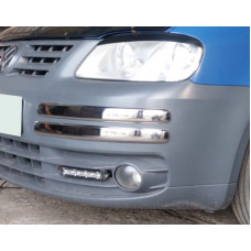 Углы на передний бампер из нержавеющей стали (4 шт) OmsaLine - Итальянская Нержавейка для Volkswagen Caddy 2004-2010 гг