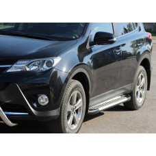 Бокові пороги Allmond Grey (2 шт., алюміній) для Toyota Rav 4 2013-2018 рр
