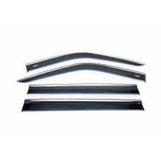 Ветровики с хромированным молдингом (4 шт, Niken) для Fiat Doblo II 2010-2022 гг