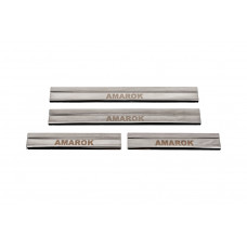 Накладки на пороги Carmos V3 (4 шт, нержавейка) для Volkswagen Amarok 2010-2022 гг