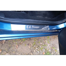 Накладки на пороги Carmos (4шт, нержавейка) для Citroen C-4 Picasso 2006-2013 гг