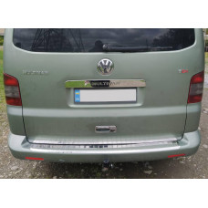 Накладка на задний бампер с загибом (Omsa, нержавейка) Черный Хром для Volkswagen T5 Multivan 2003-2010 гг